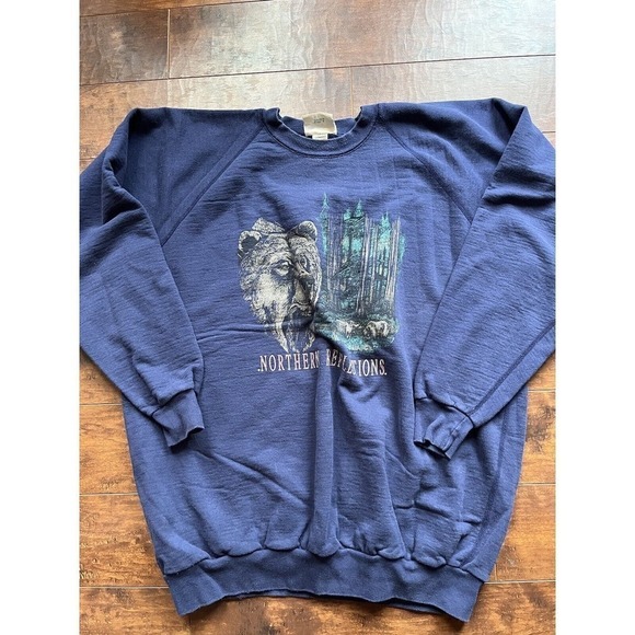 Vintage Northern Reflection Bear Print Crew neck Sweatshirt Mens Size XL - Picture 1 of 8